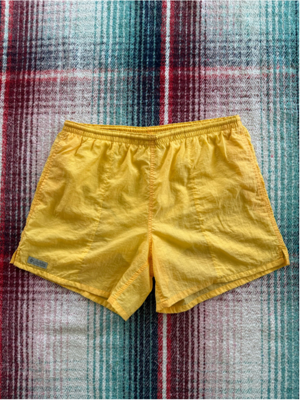 Vintage Columbia Nylon Yellow Swim Trunks L